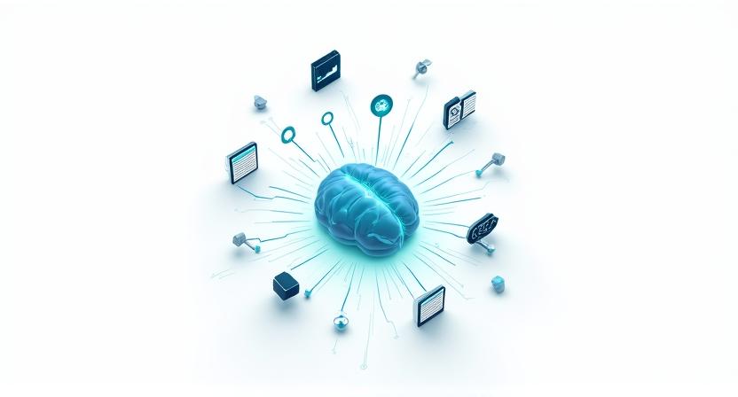 Illustration of AI connecting different data streams