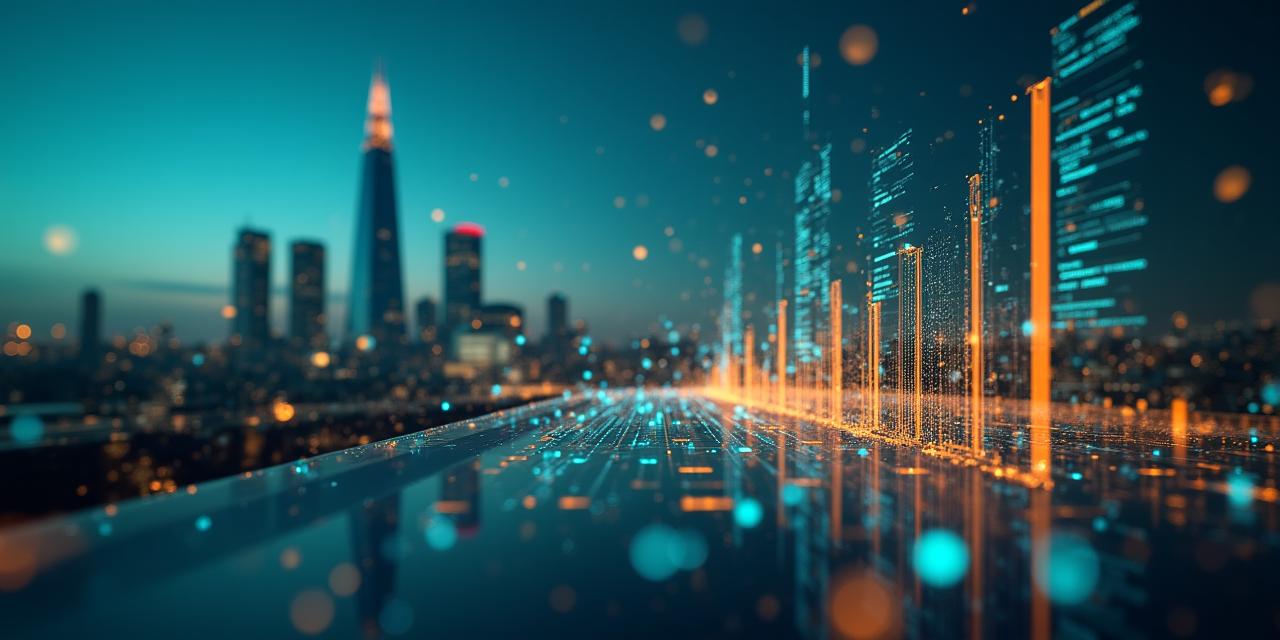 Futuristic digital interface showing AI data visualisations and insight nodes