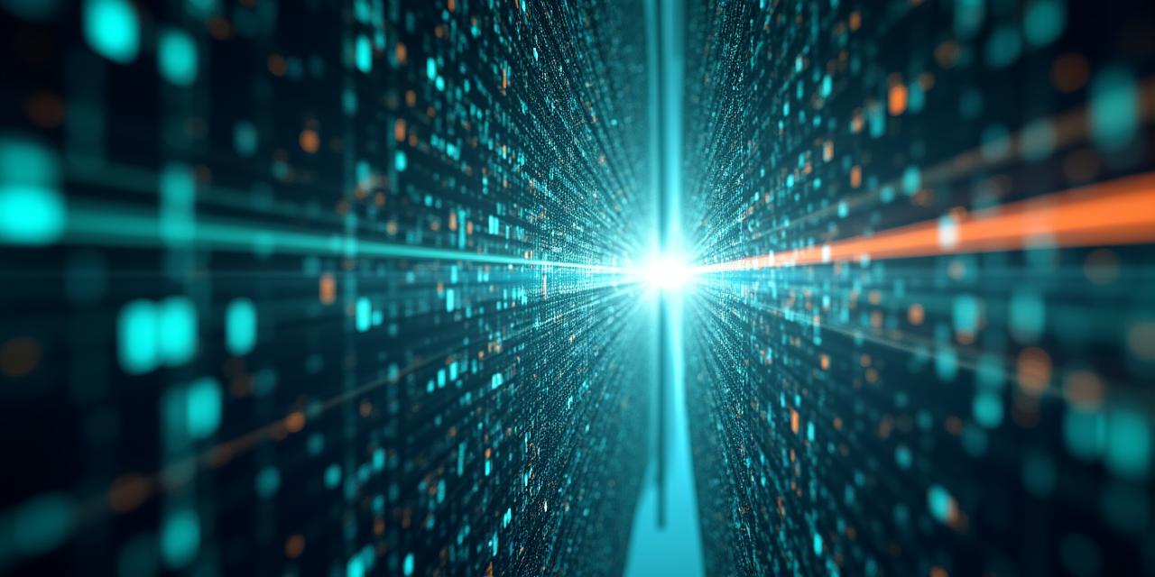 Abstract representation of data breaking through barriers